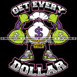 Get Every Dollar Money Bag Carrying Money Bags Hustler Gold Chain Grind Logo Hustle Skillz SVG PNG JPG Vector Cut Files Silhouette Cricut