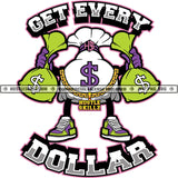 Get Every Dollar Money Bag Carrying Money Bags Hustler Gold Chain Grind Logo Hustle Skillz SVG PNG JPG Vector Cut Files Silhouette Cricut