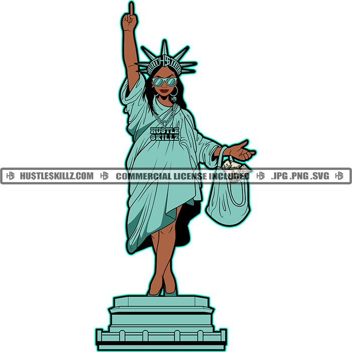 Gangster Liberty Statue Middle Finger Ghetto Girl Hip Hop Gangster Liberty Statue Middle Finger Ghetto Girl Hip Hop