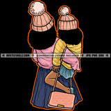 Mom Daughter Love Matching Winter Hat Happy Mothers Day Mommy Mum Carrying Girl Kids Logo Hustle Skillz SVG PNG JPG Vector Cut Files Silhouette Cricut
