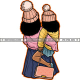 Mom Daughter Love Matching Winter Hat Happy Mothers Day Mommy Mum Carrying Girl Kids Logo Hustle Skillz SVG PNG JPG Vector Cut Files Silhouette Cricut
