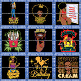 Bundle 9 Melanin Man Beard Birthday Ebony Woman Queen Hustler Girl Hustle Skillz Designs For Commercial Use SVG PNG JPG Cut Cutting