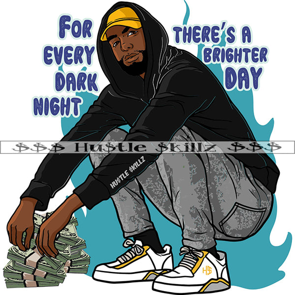 For Every dark Night Gangster Black Man Holding Money Cash Hustle Skillz Dope Hustler Hustling Designs For Products SVG PNG JPG EPS Cut Cutting