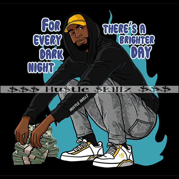 For Every dark Night Gangster Black Man Holding Money Cash Hustle Skillz Dope Hustler Hustling Designs For Products SVG PNG JPG EPS Cut Cutting