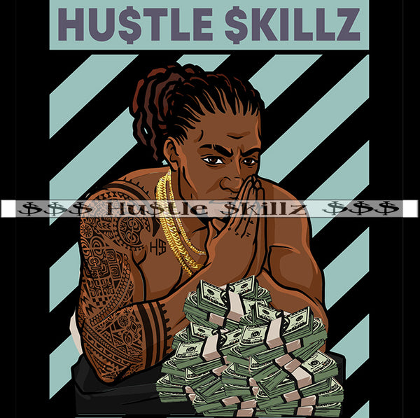 Gangster Black Man Money Stack Cash Hustle Skillz Dope Hustler Hustling Designs For Products SVG PNG JPG EPS Cut Cutting