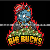 Big Bucks Gangster Cat Money Coins Flames Fire Gangsta Dope Boy Hustle Skillz Dope Hustler Hustling Epic Designs For Products SVG PNG JPG EPS Cut Cutting