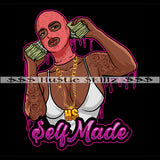 Self Made Gangster Girl Wearing Ski Mask Money Stacks Phone Cash Hustle Skillz Dope Hustler Hustling Epic Designs For Products SVG PNG JPG EPS Cut Cutting