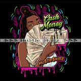 Cash Money Melanin Money Spread Face Bantu Knots Hustle Skillz Dope Hustler Hustling Epic Designs For Products SVG PNG JPG EPS Cut Cutting