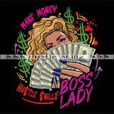 Boss Lady Make Money Blonde Woman Holding Money Cash Hustle Skillz Dope Hustler Hustling Epic Designs For Products SVG PNG JPG EPS Cut Cutting