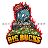 Big Bucks Gangster Cat Money Coins Flames Fire Gangsta Dope Boy Hustle Skillz Dope Hustler Hustling Epic Designs For Products SVG PNG JPG EPS Cut Cutting