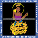 That Melanin Though Black Melanin Queen Woman Jeweled Crown Phone Graphic Hustle Grind Logo Hustle Skillz SVG PNG JPG Vector Cut Files Silhouette Cricut