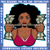 Melanin Woman Hand Over Fist Holding Money Stack Gangsta Dope Girl Hustle Skillz Hustling Hustler Logo Hustle Skillz SVG PNG JPG Vector Cut Files Silhouette Cricut