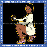 Sexy Melanin Woman Twerking White Dress Grind Hustle Grinding Dope Girl Skillz Hustling Hustler Logo Hustle Skillz SVG PNG JPG Vector Cut Files Silhouette Cricut