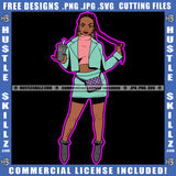 Morning Grind Melanin Woman Coffee Cup Breakfast Business Boss Lady Grinding Logo Hustle Skillz SVG PNG JPG Vector Cut Files Silhouette Cricut