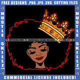 Queen Black Woman Crown Afro Sister Lady Woman Graphic Image Icon Grind Logo Hustle Skillz SVG PNG JPG Vector Cut Files Silhouette Cricut