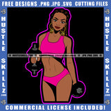 Mama Fitness Woman Silhouette Lift Dumbbells' Workout Gym Arms Exercise Graphic Grind Logo Hustle Skillz SVG PNG JPG Vector Cut Files Silhouette Cricut