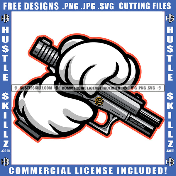 Mickey Hands with Gun Decal Holding Money Gun Bills Logo Hustle Skillz SVG PNG JPG Vector Cut Files Silhouette Cricut