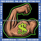 Bicep Arm Man Dollar Flexing Bodybuilder Athlete Vector Logo Hustle Skillz SVG PNG JPG Vector Cut Files Silhouette Cricut