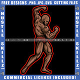 Bicep Arm Man Flexing Bodybuilder Athlete Logo Hustle Skillz SVG PNG JPG Vector Cut Files Silhouette Cricut