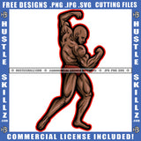 Bicep Arm Man Flexing Bodybuilder Athlete Logo Hustle Skillz SVG PNG JPG Vector Cut Files Silhouette Cricut