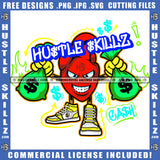 Money Bag Carrying Cash Bags Dripping Dinero Dollar Grinding Hustler Logo Hustle Skillz SVG PNG JPG Vector Cut Files Silhouette Cricut