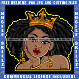 Queen Black Woman Crown Afro Sister Lady Woman Graphic Image Icon Grind Logo Hustle Skillz SVG PNG JPG Vector Cut Files Silhouette Cricut