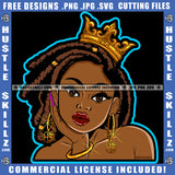 Queen Black Woman Jeweled Crown Ring Bracelet Afro Sister Lady Woman Graphic Image Icon Grind Logo Hustle Skillz SVG PNG JPG Vector Cut Files Silhouette Cricut