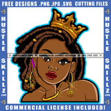 Queen Black Woman Jeweled Crown Ring Bracelet Afro Sister Lady Woman Graphic Image Icon Grind Logo Hustle Skillz SVG PNG JPG Vector Cut Files Silhouette Cricut