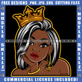 Beautiful Queen Woman Jeweled Crown Ring Bracelet Afro Sister Lady White Hair Style Graphic Image Icon Grind Logo Hustle Skillz SVG PNG JPG Vector Cut Files Silhouette Cricut