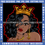 Beautiful Queen Woman Jeweled Crown Ring Bracelet Afro Sister Lady Black Hair Style Graphic Image Icon Grind Logo Hustle Skillz SVG PNG JPG Vector Cut Files Silhouette Cricut