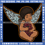 Young Child Angel Wings Sitting Graphic Icon Flower Arrow Holding On Back Grind Logo Hustle Skillz SVG PNG JPG Vector Cut Files Silhouette Cricut