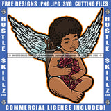 Young Child Angel Wings Sitting Graphic Icon Flower Arrow Holding On Back Grind Logo Hustle Skillz SVG PNG JPG Vector Cut Files Silhouette Cricut