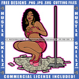 Melanin Curvy And Sexy Woman Twerking Girl Grind Hustle Grinding Hustling Hustler Cash Money Logo Hustle Skillz SVG PNG JPG Vector Cut Files Silhouette Cricut