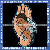 Young Melanin Angel Hand Slipping Curly Bob Hairstyle Hustle Earing Graphic Logo Hustle Skillz SVG PNG JPG Vector Cut Files Silhouette Cricut