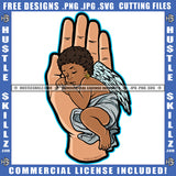 Young Melanin Angel Hand Slipping Curly Bob Hairstyle Hustle Earing Graphic Logo Hustle Skillz SVG PNG JPG Vector Cut Files Silhouette Cricut