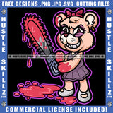 Scarface Creepy Cat Chainsaw Dripping Blood Horror Scary Spooky Monster Death Logo Hustle Skillz SVG PNG JPG Vector Cut Files Silhouette Cricut