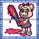 Scarface Creepy Cat Chainsaw Dripping Blood Horror Scary Spooky Monster Death Logo Hustle Skillz SVG PNG JPG Vector Cut Files Silhouette Cricut