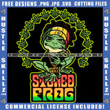 Stoned High Frog Drunk  Eyes Gold Chain Smoking Happy Life Herbs Hemp Organic Cigar Cannabis Blunt Marijuana Weed leaf Logo Hustle Skillz SVG PNG JPG Vector Cut Files Silhouette Cricut