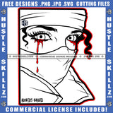 Nubian Woman Facemask Black And White Design Ski Mask Eye Bleeding Tears Head cloth Bind Logo Hustle Skillz SVG PNG JPG Vector Cut Files Silhouette Cricut