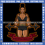 Melanin Women Fit Figure Curvy And Sexy Smiling Face  Tattoo Body Builders Workout Exercise Weights Training Graphic Grind Logo Hustle Skillz SVG PNG JPG Vector Cut Files Silhouette Cricut