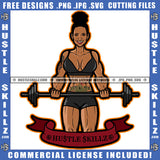 Melanin Women Fit Figure Curvy And Sexy Smiling Face  Tattoo Body Builders Workout Exercise Weights Training Graphic Grind Logo Hustle Skillz SVG PNG JPG Vector Cut Files Silhouette Cricut