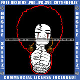 Woman Mouth Covering Black And White Design Curly Bob Hairstyle Closing Eyes Blood Bleeding Tears Hustler Earing Hand Bind Logo Hustle Skillz SVG PNG JPG Vector Cut Files Silhouette Cricut