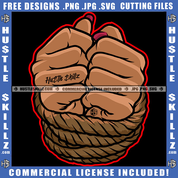 Melanin Woman Hands Bind Rope Logo Hustle Skillz SVG PNG JPG Vector Cut Files Silhouette Cricut