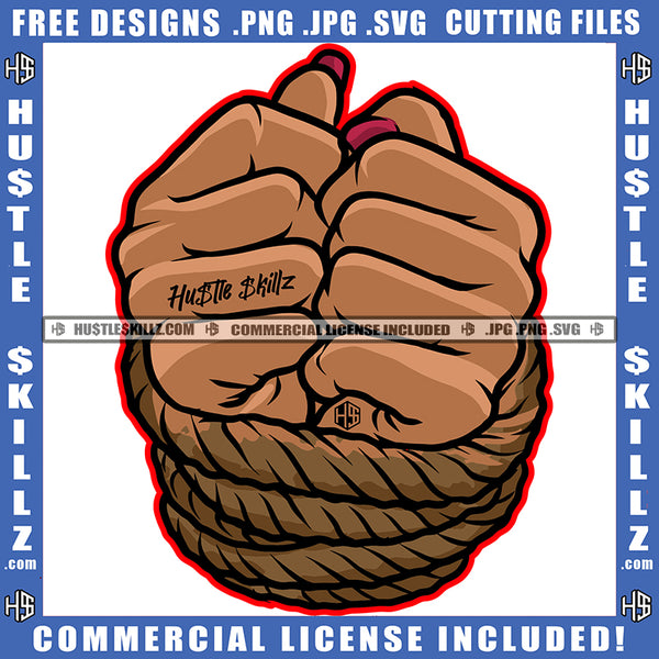 Melanin Woman Hands Bind Rope Logo Hustle Skillz SVG PNG JPG Vector Cut Files Silhouette Cricut