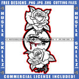 Woman Eye Bleeding Flower Black And White Design Roses Graphic Image Grind Logo Hustle Skillz SVG PNG JPG Vector Cut Files Silhouette Cricut