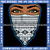 Nubian Woman Mask Watch Eyes Graphic Grind Logo Hustle Skillz SVG PNG JPG Vector Cut Files Silhouette Cricut