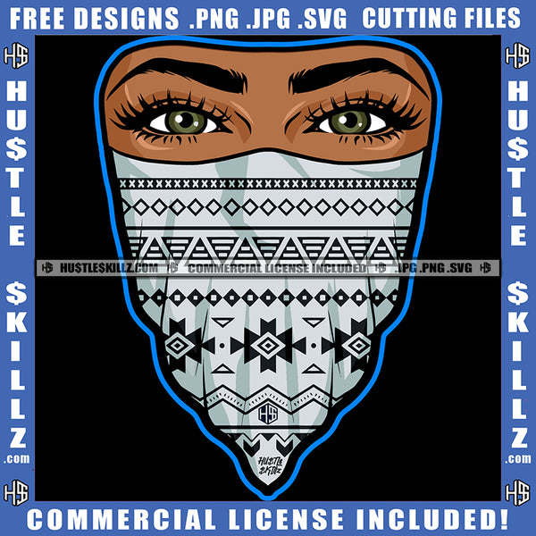 Nubian Woman Mask Watch Eyes Graphic Grind Logo Hustle Skillz SVG PNG JPG Vector Cut Files Silhouette Cricut