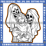 Afro Mother Black And White Design Peaceful Sleeping Baby True Love Horror Halloween Evil Skeleton's Skull Death Scary Head Logo Hustle Skillz SVG PNG JPG Vector Cut Files Silhouette Cricut