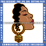 Melanin Black Woman Afro Queen Earrings Girl Mouth Braids Hair Hustling Hustler SVG Vector Logo Hustle Skillz SVG PNG JPG Vector Cut Files Silhouette Cricut