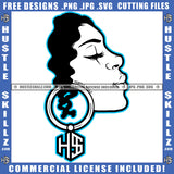 Melanin Woman Afro Earrings Girl Mouth Braids Hair Hustling Hustler SVG Vector Logo Hustle Skillz SVG PNG JPG Vector Cut Files Silhouette Cricut